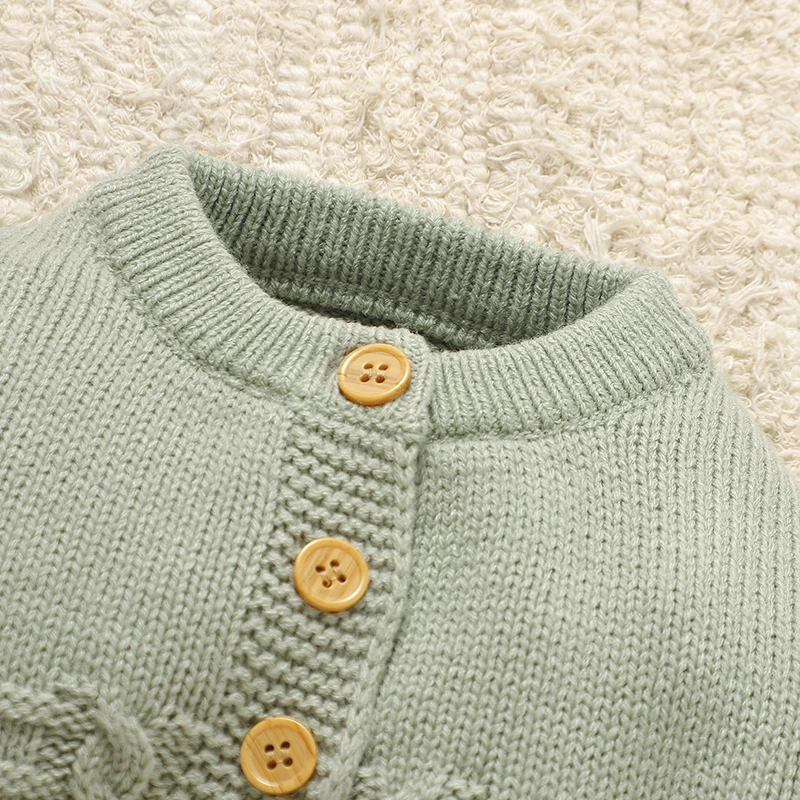 2PCS Baby Clothes Set Winter Long Sleeve Button Up Sweaters Cardigans+Strap Rompers Newborn Infant Outfits 0-18m Toddler Costume