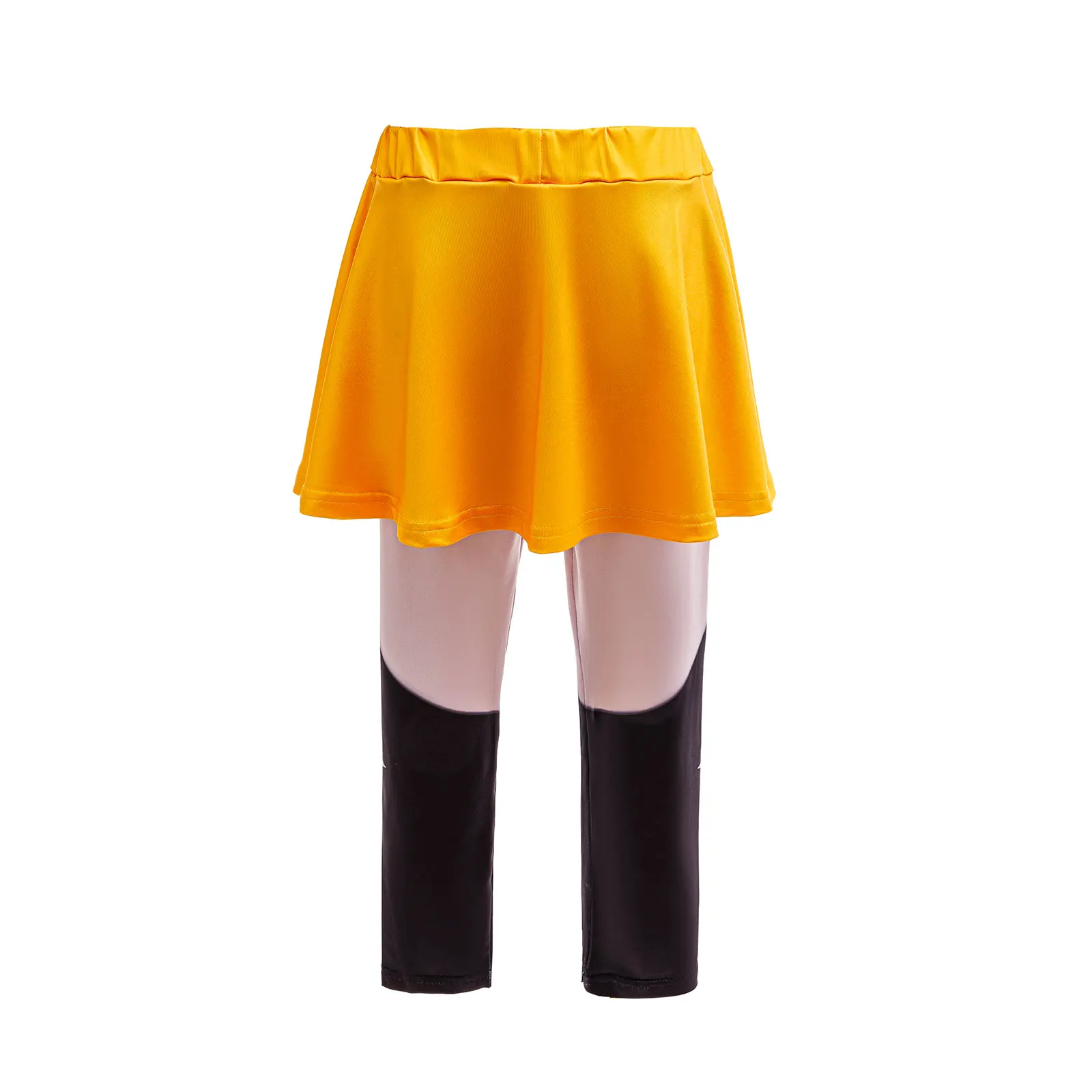 Girls Korean Trendy Singer Costume 2Pcs Purple Top+Yellow Skirt 3D PrintLeggings Birthday Party Dance Performance Girl Uniform