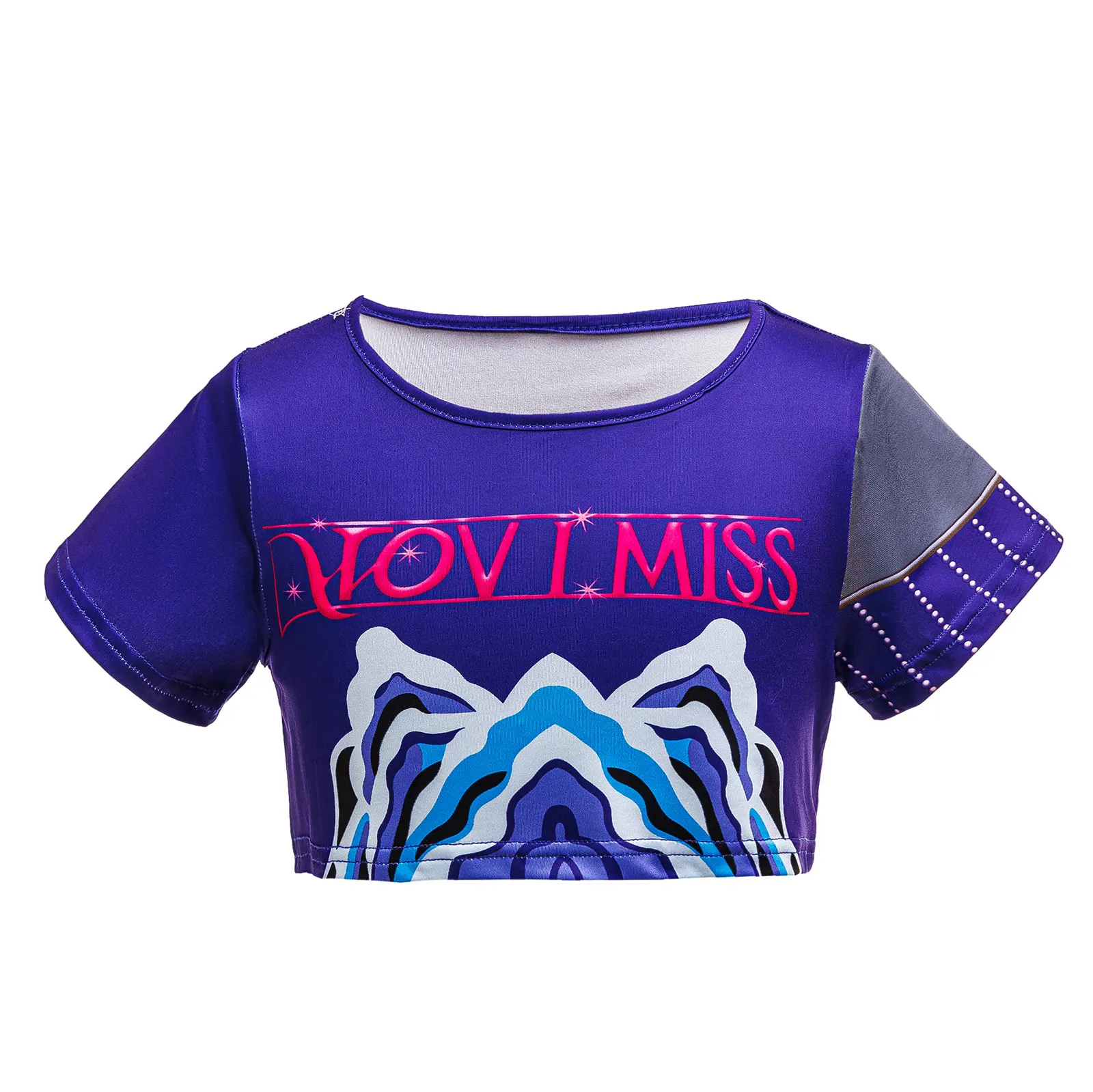 Girls Korean Trendy Singer Costume 2Pcs Purple Top+Yellow Skirt 3D PrintLeggings Birthday Party Dance Performance Girl Uniform