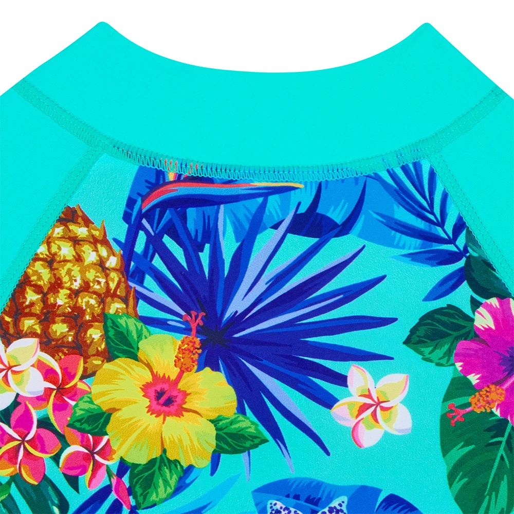 Girls' swimsuit Little Girl Long Sleeve Front Zipper Swimwear Kids Single suits and cut 4-12 Years Children One Piece Swim suits