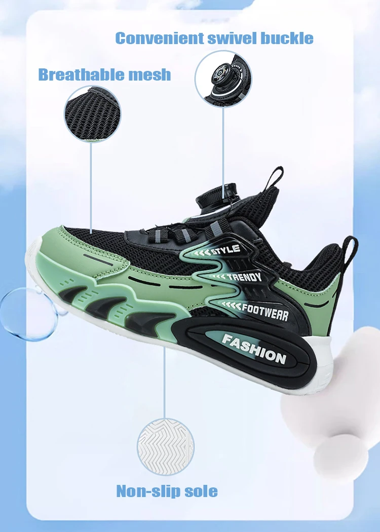 Lightweight Breathable Kids Casual Shoes for 5-16Year Old Boys Sport Running Anti Slip Outdoor Comfortable Flat Walking Sneaker
