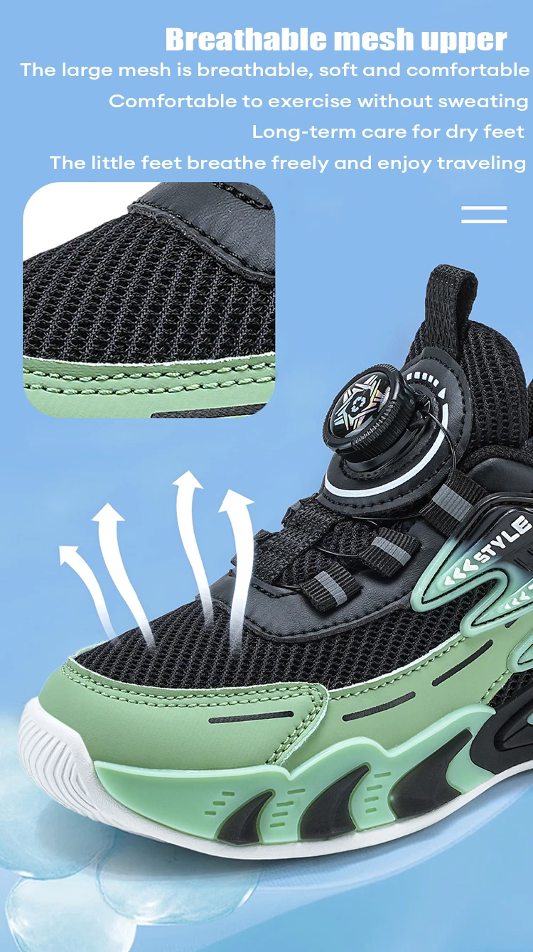 Lightweight Breathable Kids Casual Shoes for 5-16Year Old Boys Sport Running Anti Slip Outdoor Comfortable Flat Walking Sneaker