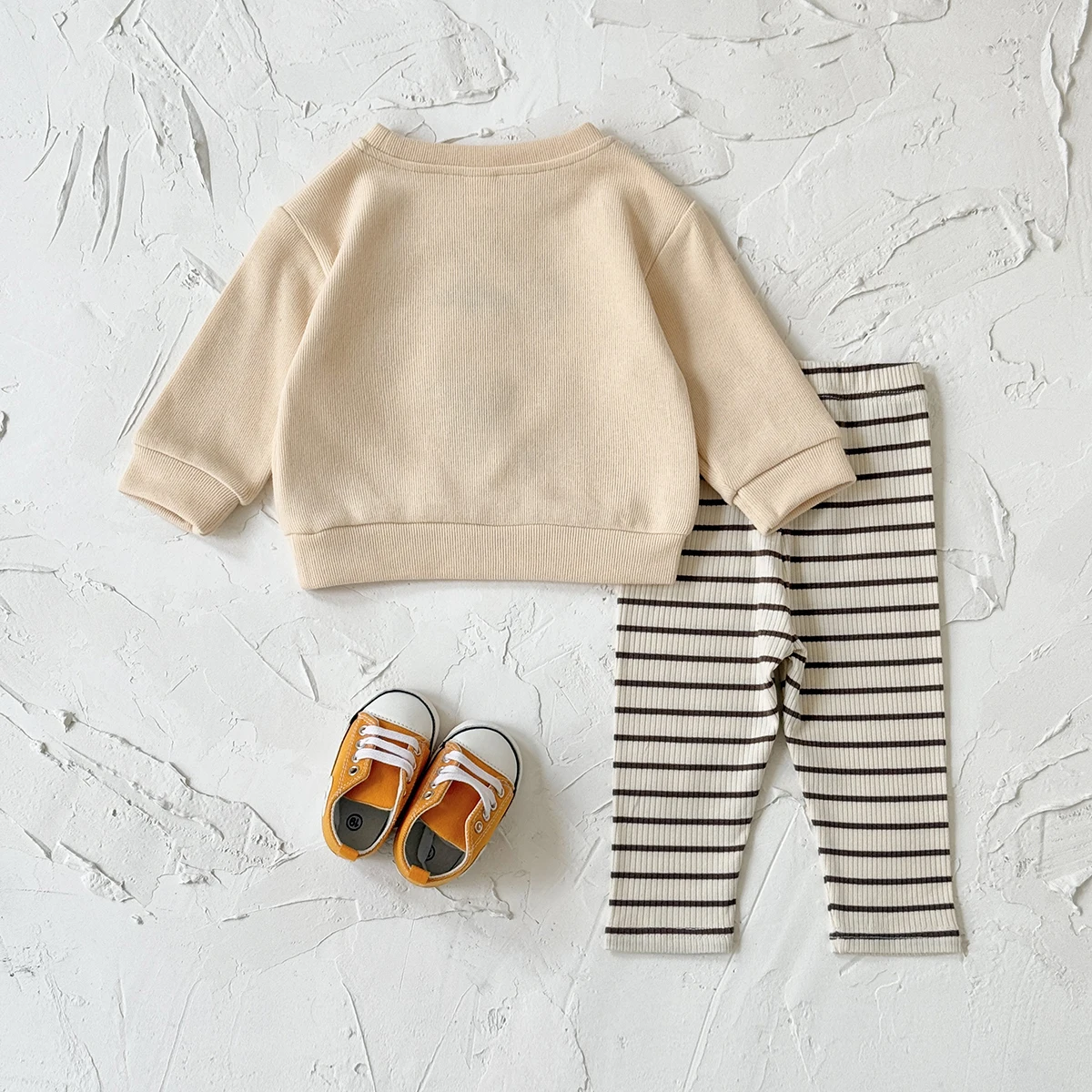 2Pcs Set New Baby Clothes Infantil Newborn Baby Outfits Clothes Ice Cream Patchwork Top+Stripe Trousers Set 0-3Y