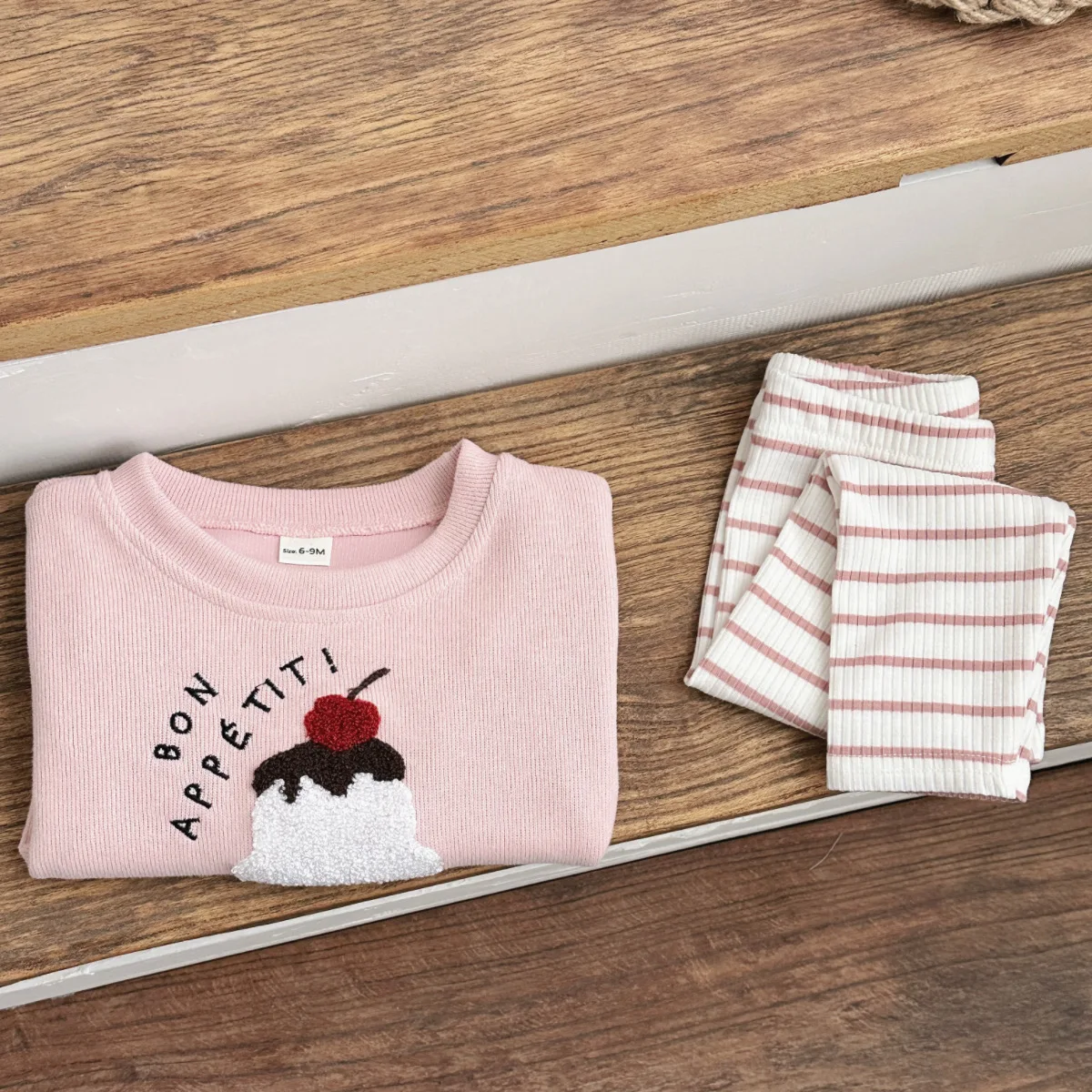 2Pcs Set New Baby Clothes Infantil Newborn Baby Outfits Clothes Ice Cream Patchwork Top+Stripe Trousers Set 0-3Y