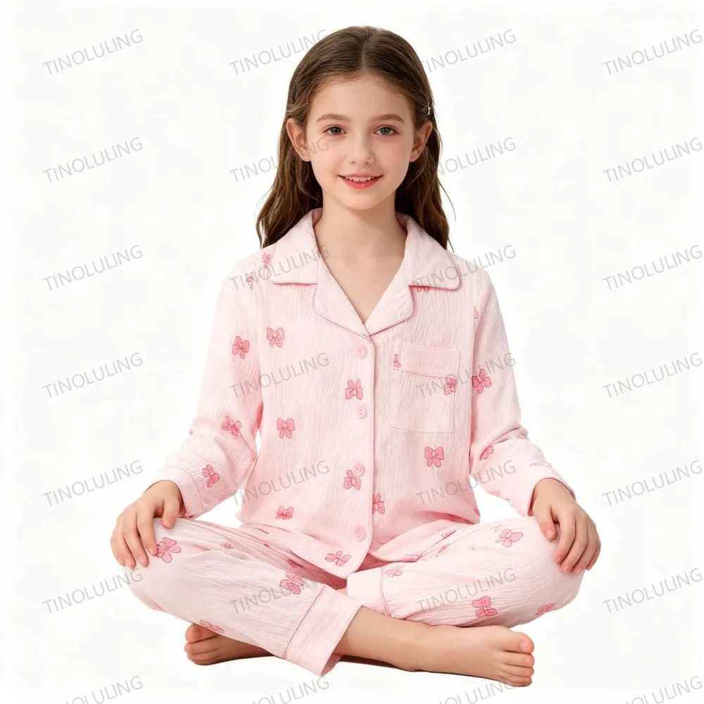 Soft Cotton Pajamas for Girls Cartoon Animal Print Pyjama Sets Children's Pijamas Sleepwear Suit Kid Long Sleeve Loungewear