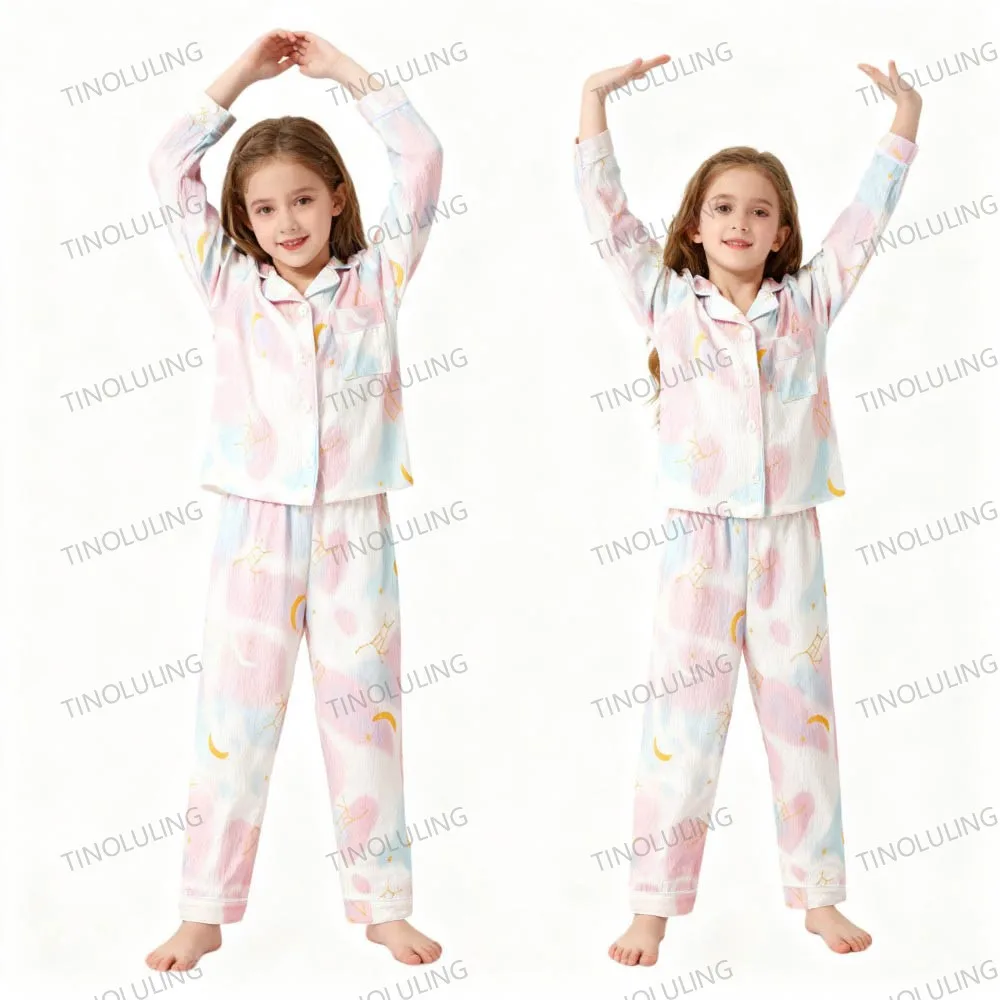 Soft Cotton Pajamas for Girls Cartoon Animal Print Pyjama Sets Children's Pijamas Sleepwear Suit Kid Long Sleeve Loungewear