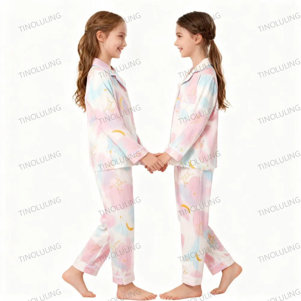 Soft Cotton Pajamas for Girls Cartoon Animal Print Pyjama Sets Children's Pijamas Sleepwear Suit Kid Long Sleeve Loungewear