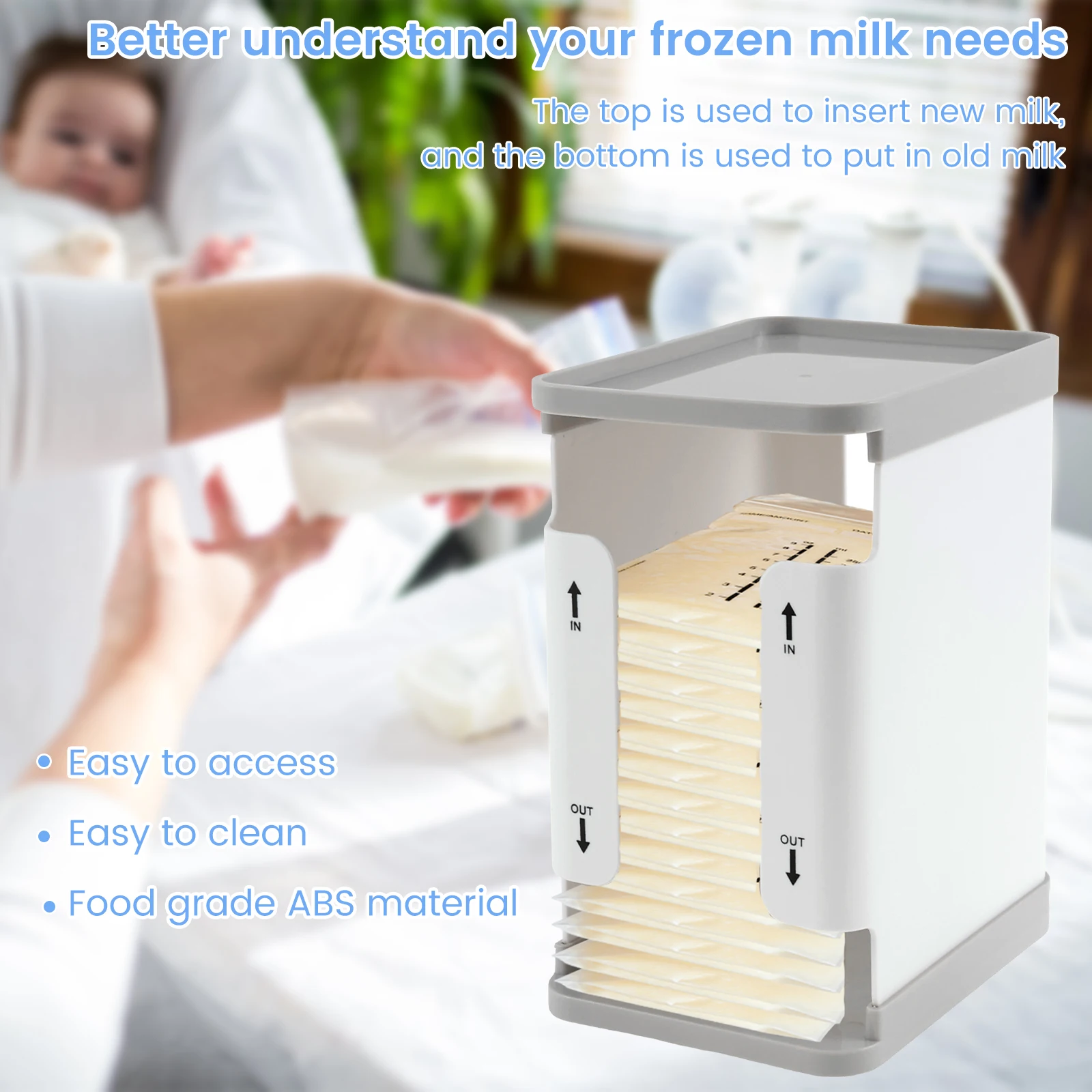 1700 ml Breast Milk Storage Tower - Convenient Storage for Milk Freezer Organizer- Efficiently Store Milk in Freezer Organizer