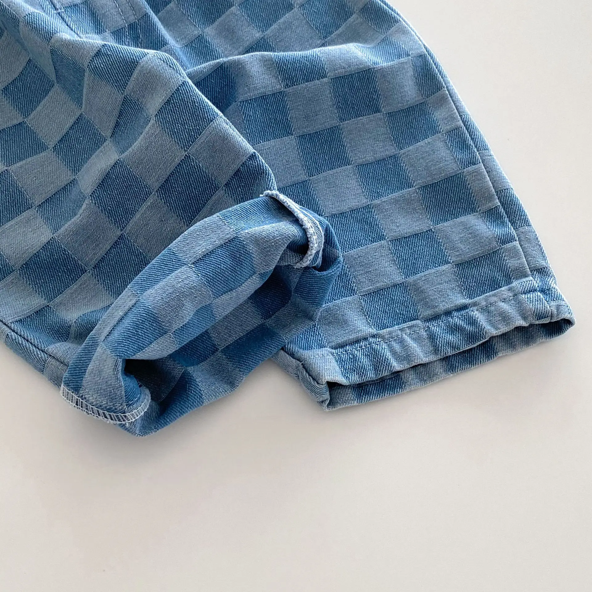 6M-5 Y Autumn Kids Pants Korean Style Soft Elastic Waist Loose Long Children Trousers Cotton Grid Jeans for Boys Girls