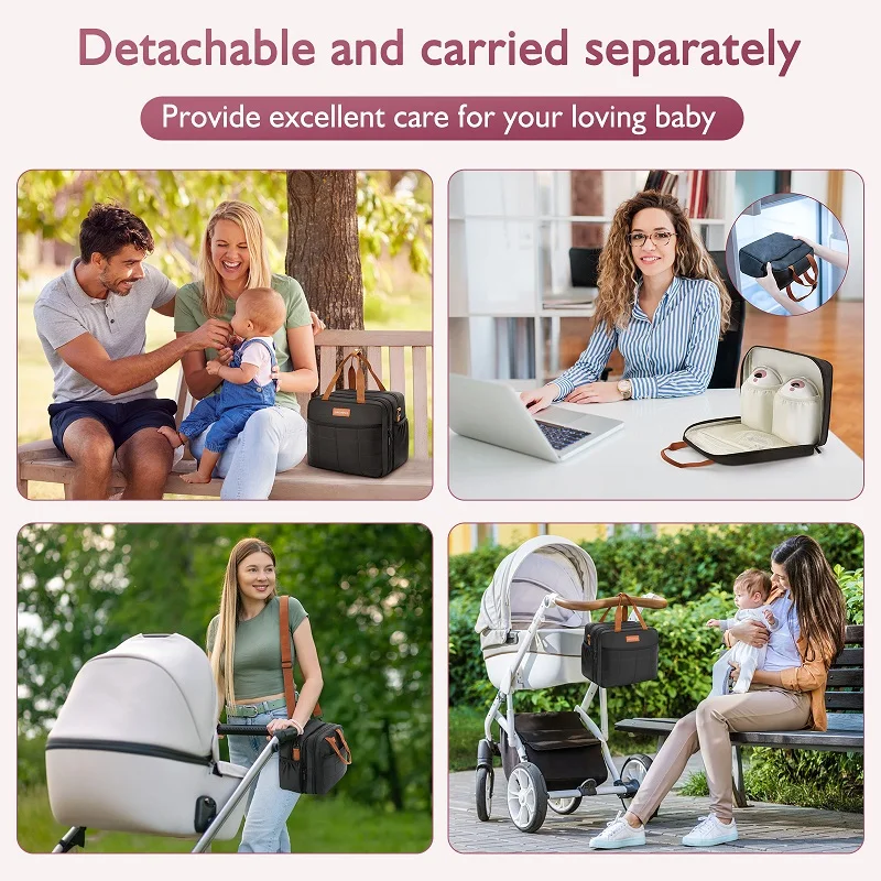 Detachable Breast Pump Bag with Ice Pack Double Layer Portable Breast Milk Cooler Travel Bag Compatible for Wearable Breast Pump