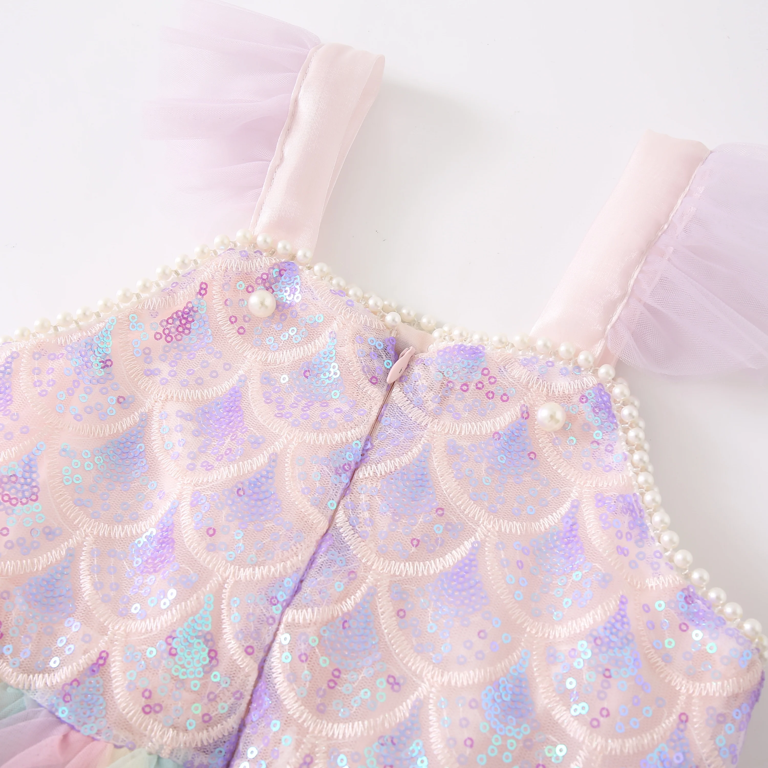 A Sweet and Lovely Girls' Mermaid Dress in Light Purple, Hot Sale Colorful Sparkling Sequin Party Outfit