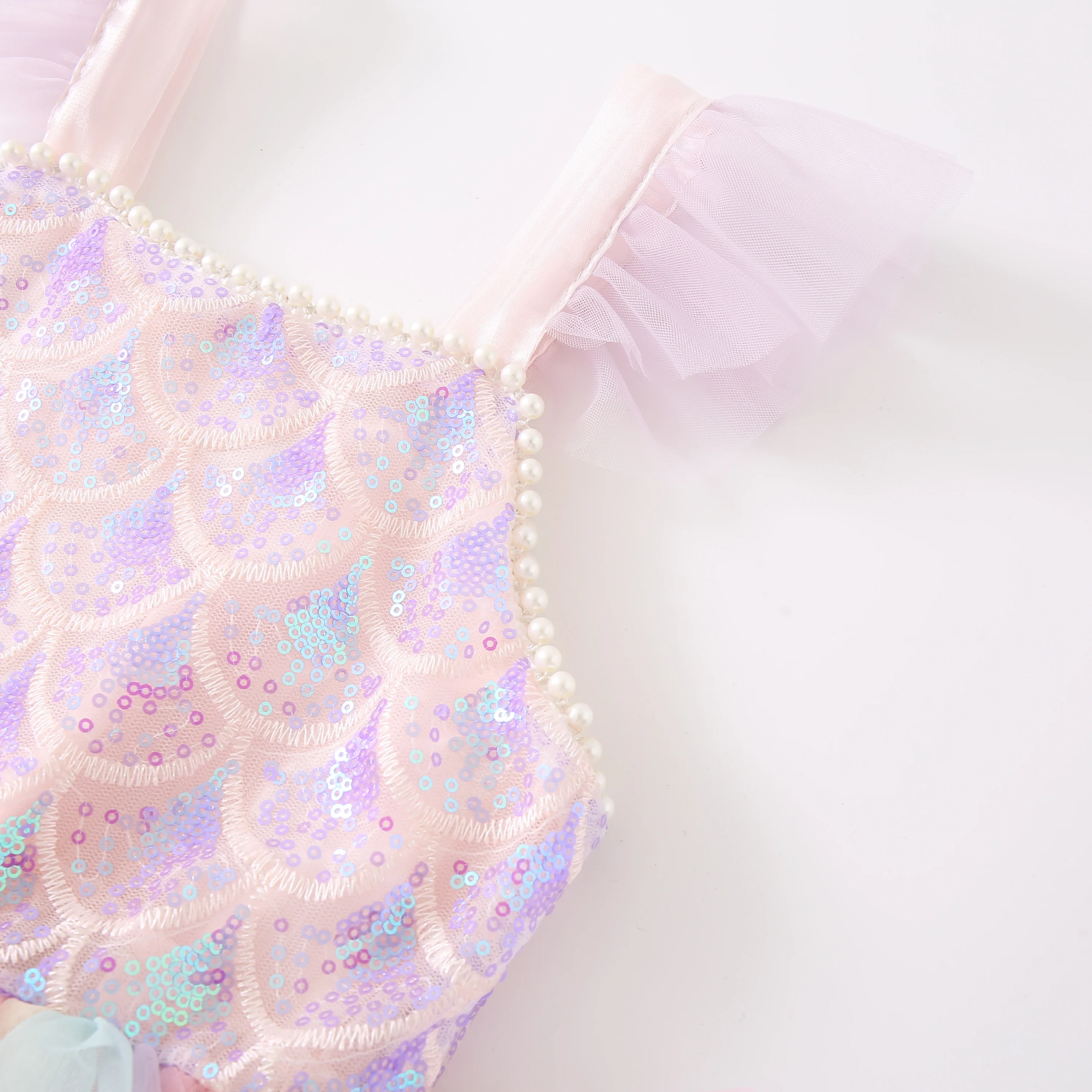 A Sweet and Lovely Girls' Mermaid Dress in Light Purple, Hot Sale Colorful Sparkling Sequin Party Outfit