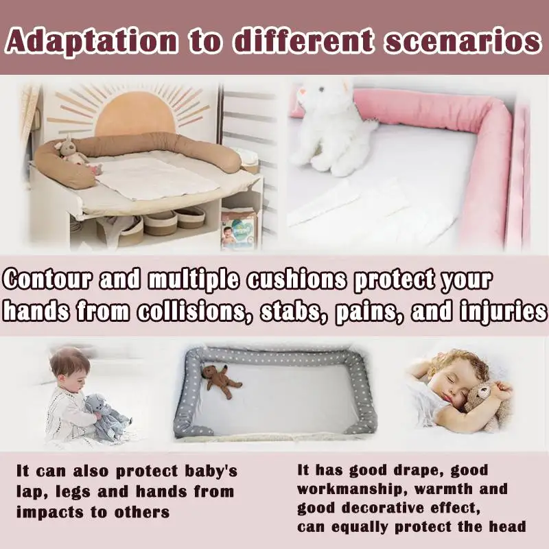  2M Long Baby Bumper Bed Pillow Cushion for Infant Crib Protector Height 8cm Cot Room Decor Bedding Set