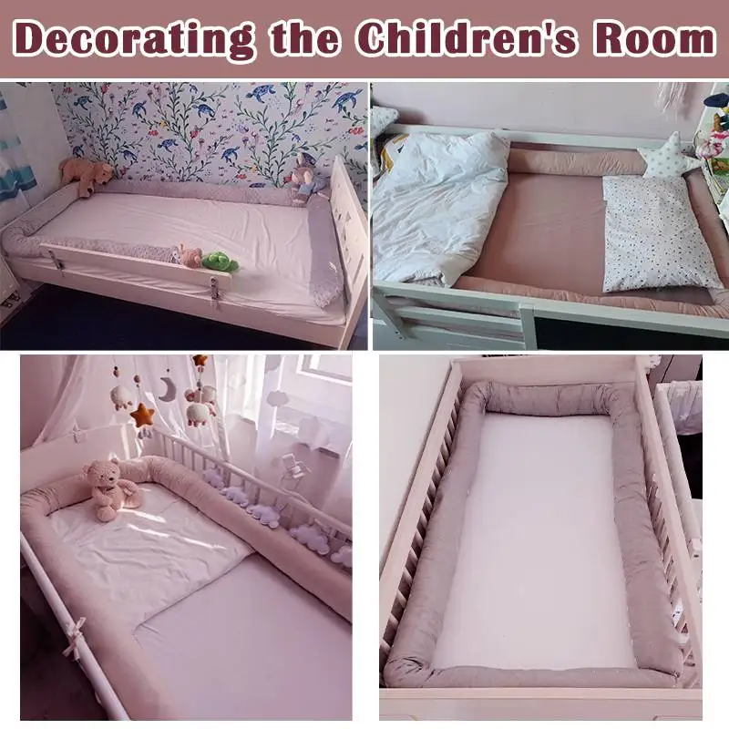  2M Long Baby Bumper Bed Pillow Cushion for Infant Crib Protector Height 8cm Cot Room Decor Bedding Set