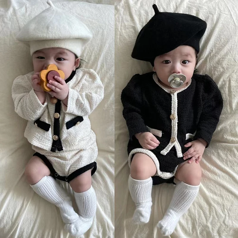 TZ22351 Children’s Clothing Set Autumn&Spring Coat+Shorts for Newborn Baby Sweet Jogger Set 2 Pieces for Toddler Girls