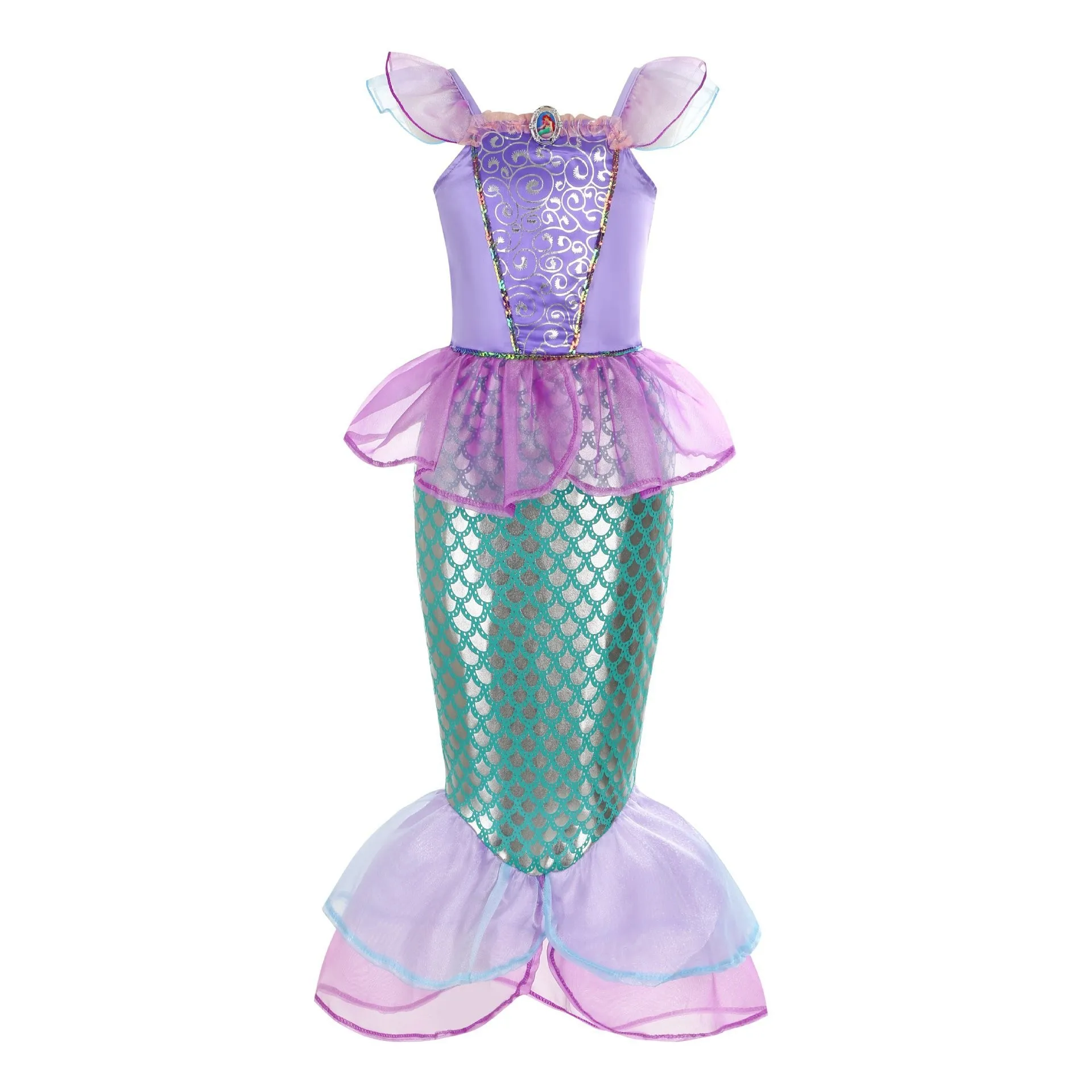 Halloween Little Mermaid Ariel Princess Costume Summer Purple Dress Girls Cosplay Mermaid Carnival Birthday Party Swimsuit Set