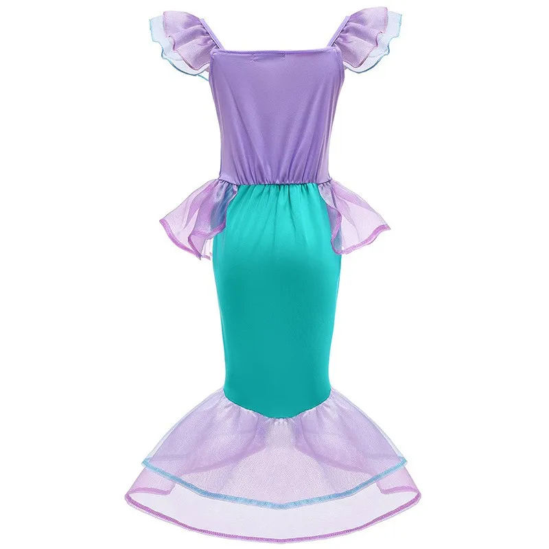 Halloween Little Mermaid Ariel Princess Costume Summer Purple Dress Girls Cosplay Mermaid Carnival Birthday Party Swimsuit Set