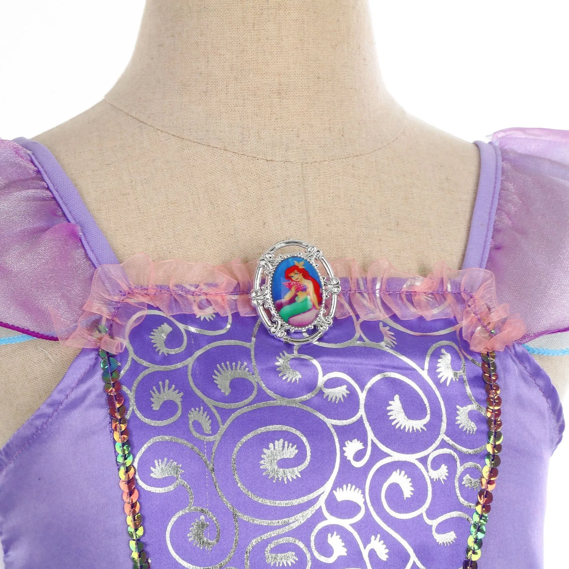 Halloween Little Mermaid Ariel Princess Costume Summer Purple Dress Girls Cosplay Mermaid Carnival Birthday Party Swimsuit Set
