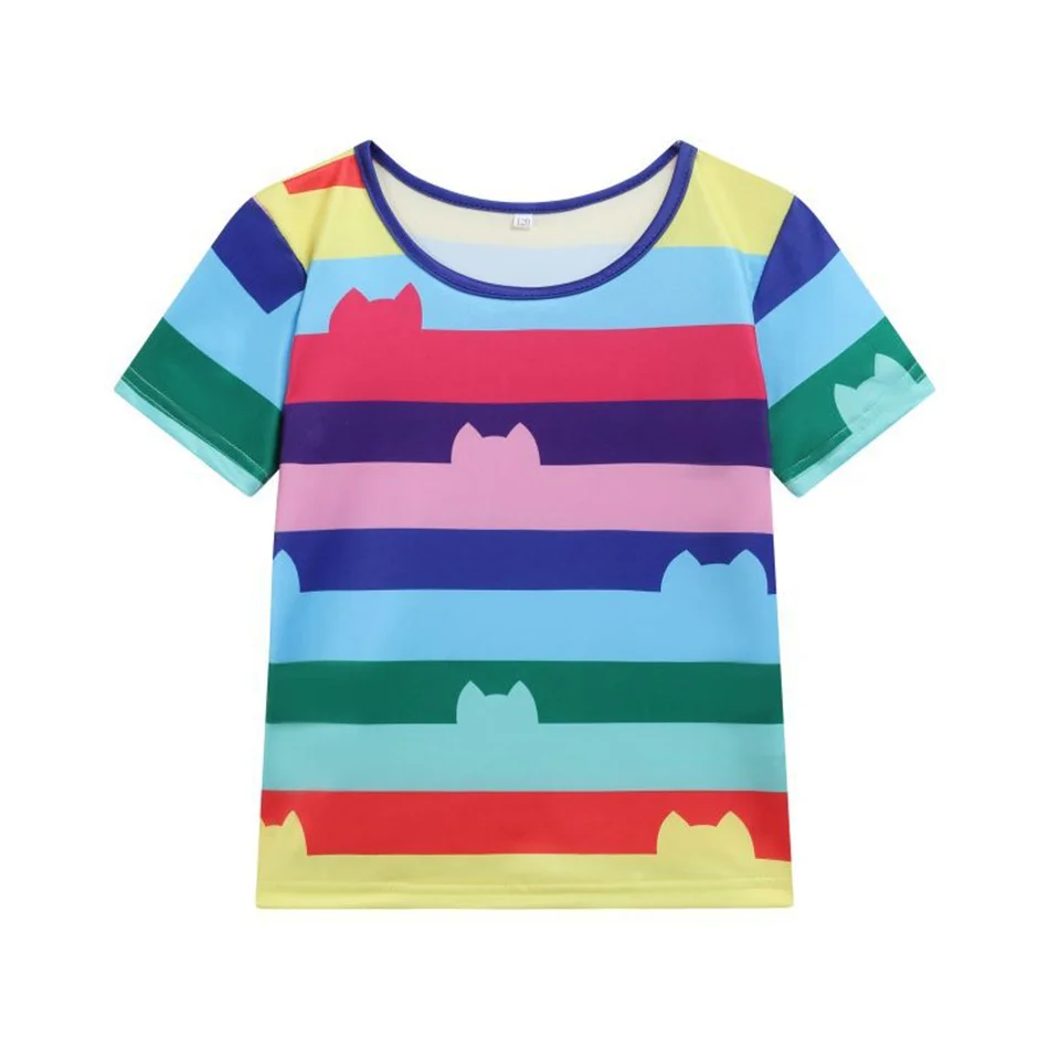 Kids Gabby Doll House Cosplay Stripe T-shirt Rainbow Skirt Bag Sets Girls Carnival Birthday Party Clothing Children Fancy Suits