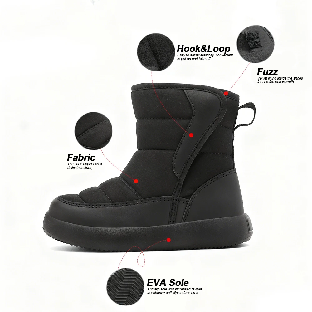 Winter Children's Snow Boots Shoes Plush Anti-Slip Casual Waterproof Thicken For Boys Girls Cotton Outdoor Kids Sneakers