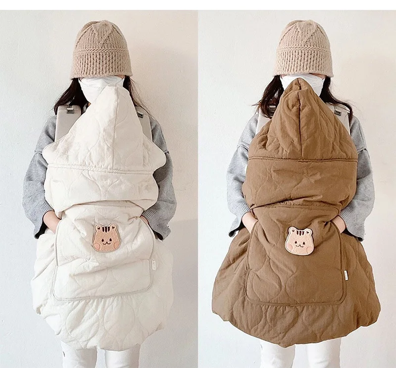 Hooded Blanket for Baby Stroller Newborn Swaddle Wrap Warm Baby Carrier Sling Cover Infant Cloak Cape Sleeping Quilt 80*85cm