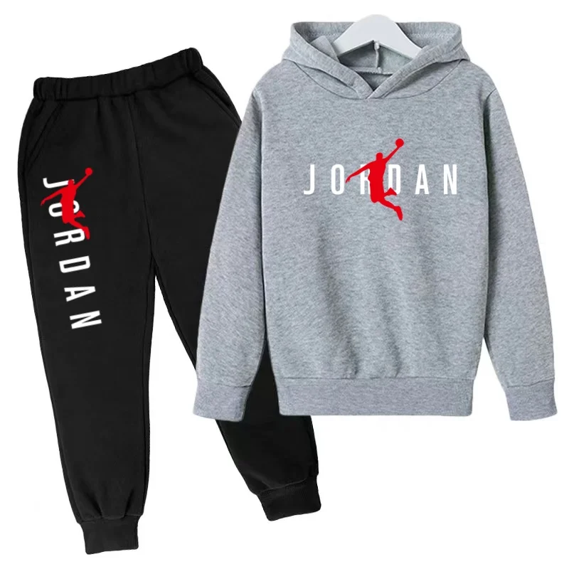 Kids Hoodie Basketball Letters Pullover 3-12Yrs Coat Sweatshirt+Pants Boy Girl Toddler Jogging Clothes Leisure Fashion Brand Set