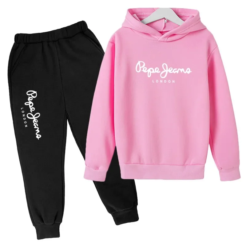 Leisure Letter Print 2pcs Hoodie+Pants Tracksuits 3-13 Years Boys Girls Spring Autumn Outfits Streetwears Children Clothes