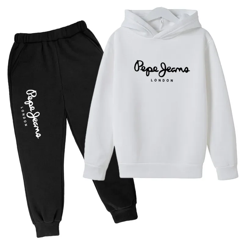 Leisure Letter Print 2pcs Hoodie+Pants Tracksuits 3-13 Years Boys Girls Spring Autumn Outfits Streetwears Children Clothes