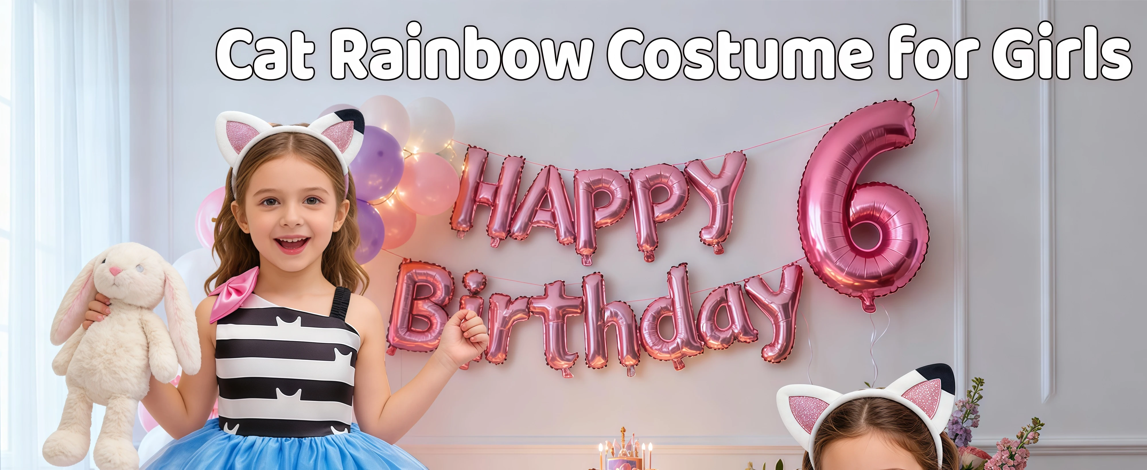 Summer Girls Cartoon Cosplay Costume Cats Striped Print Tops Pants For Kids Halloween Birthday Party Carnival Dress Up Outfits