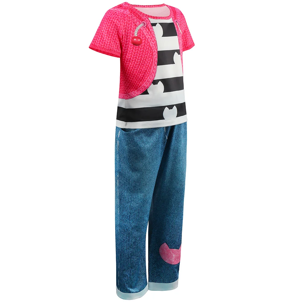 Summer Girls Cartoon Cosplay Costume Cats Striped Print Tops Pants For Kids Halloween Birthday Party Carnival Dress Up Outfits
