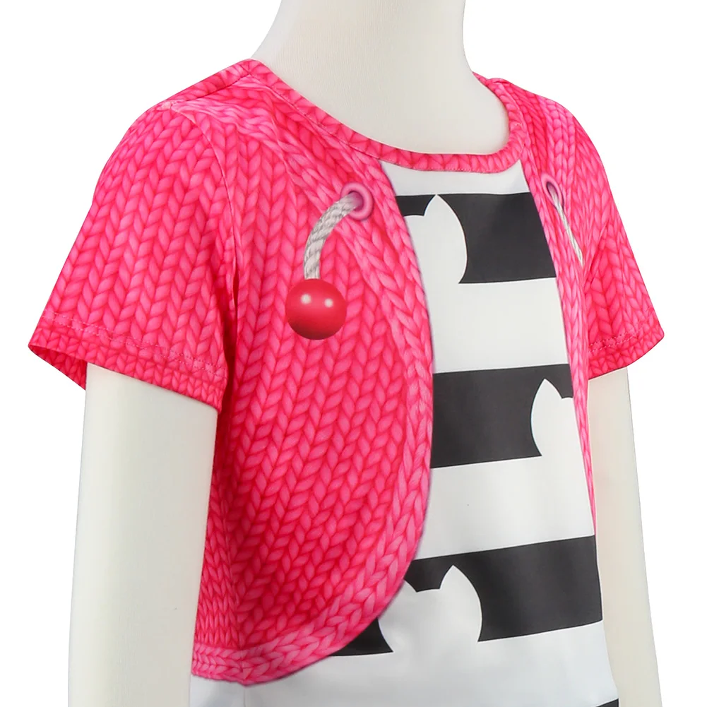 Summer Girls Cartoon Cosplay Costume Cats Striped Print Tops Pants For Kids Halloween Birthday Party Carnival Dress Up Outfits