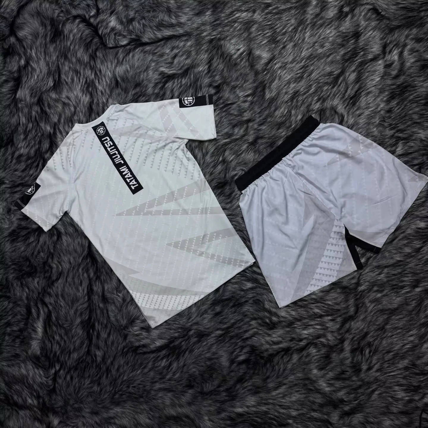 2026 Summer Jiu Jitsu BJJ Boxing Set Men's/Kids White Print & Fight Shorts Quick-Dry Compression MMA Training Sportswear