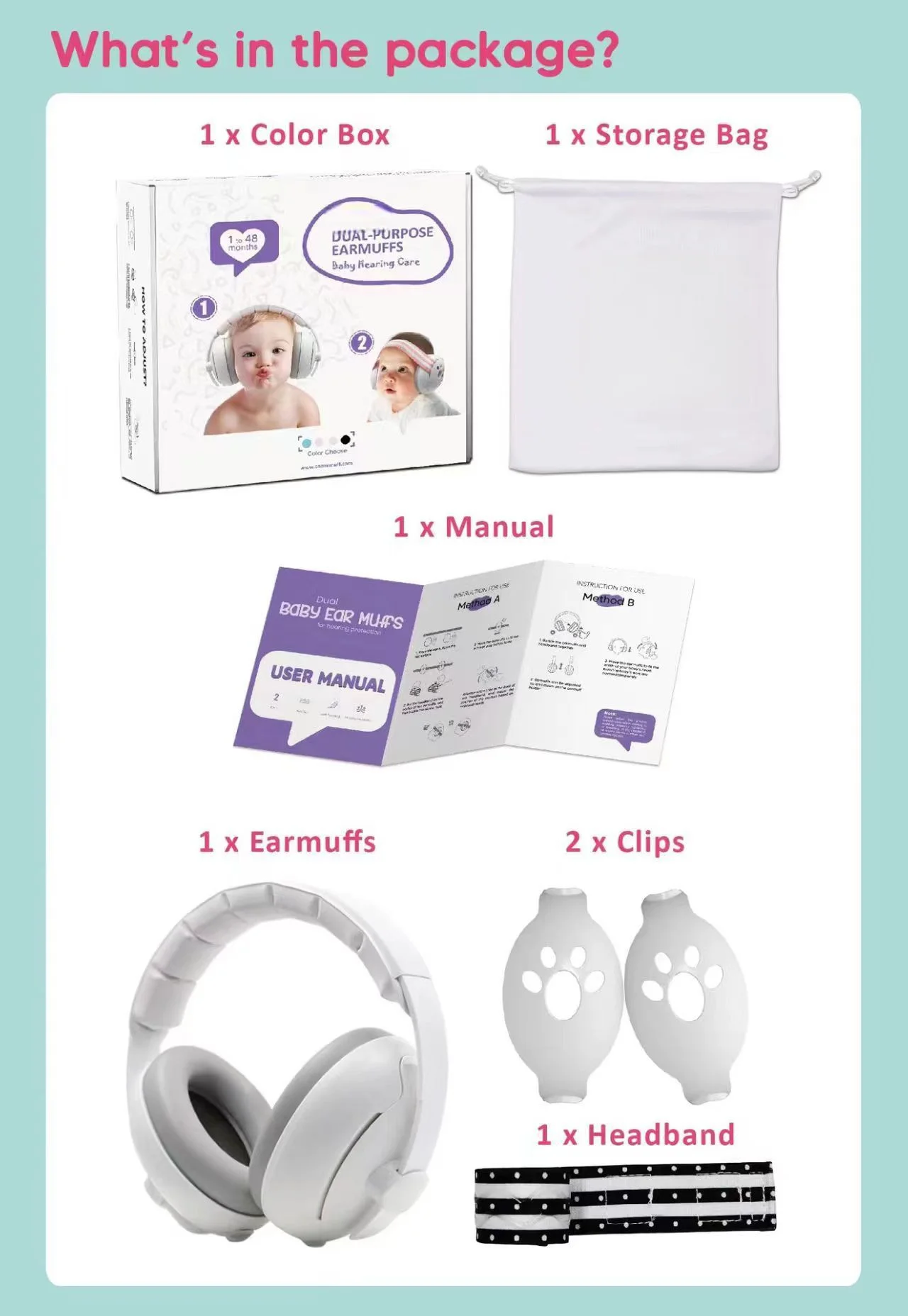 Baby Ear Protection for Babies and Toddlers Noise Reduction Earmuffs Baby Headphones Against Hearing Damage Improves Sleep