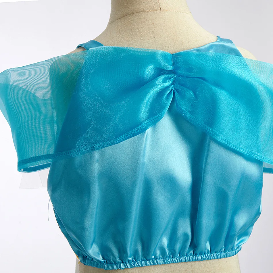 Girls Princess Jasmine Cosplay Costume Set Kids Arabian Outfit With Wig Crown Lamp Halloween Carnival Birthday Party Fancy Dress