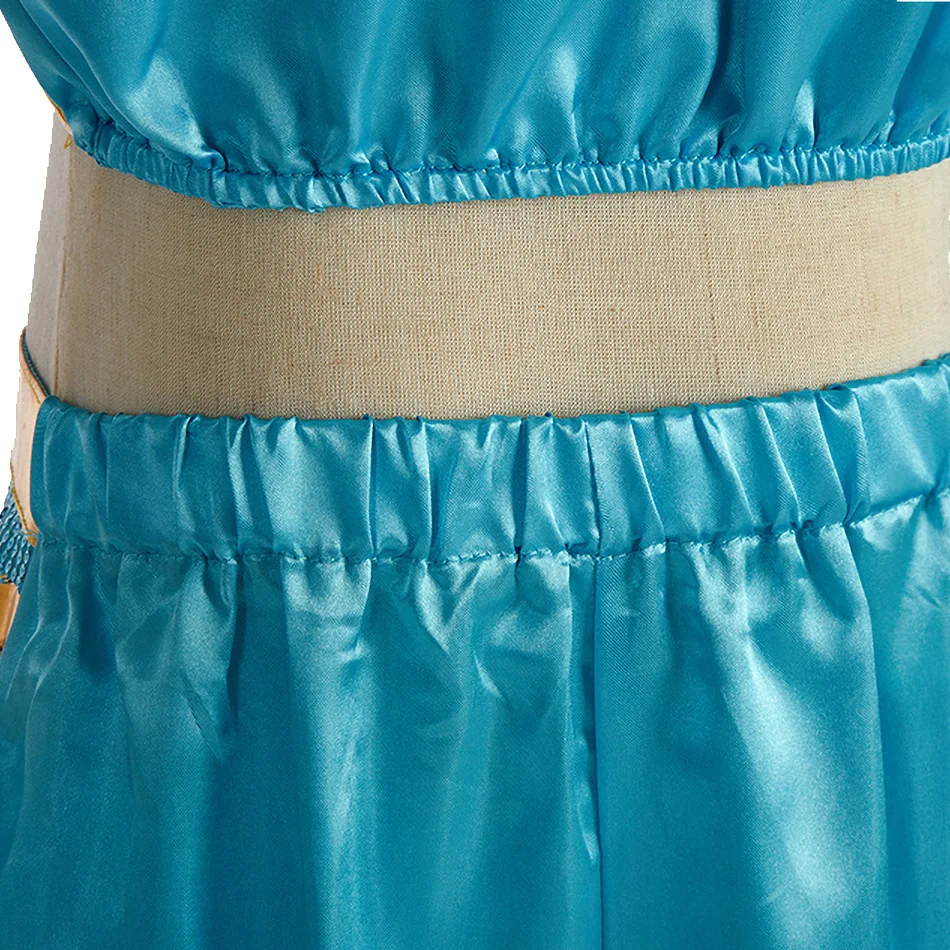 Girls Princess Jasmine Cosplay Costume Set Kids Arabian Outfit With Wig Crown Lamp Halloween Carnival Birthday Party Fancy Dress