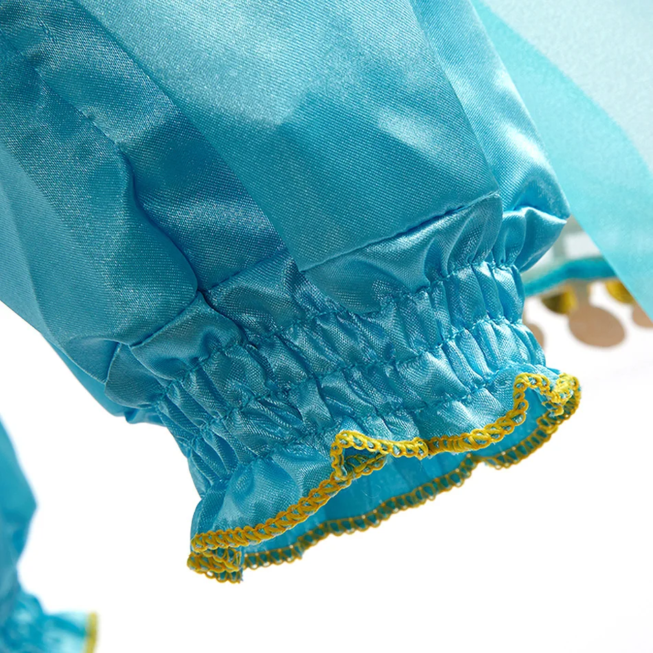 Girls Princess Jasmine Cosplay Costume Set Kids Arabian Outfit With Wig Crown Lamp Halloween Carnival Birthday Party Fancy Dress