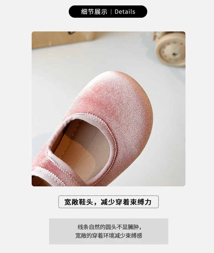 2026 New Cute Peach Pink Velvet Shoes Girls Vintage Green Velour Ballet Flats Baby Kids Spring New Soft Sole Luxury Mary Janes