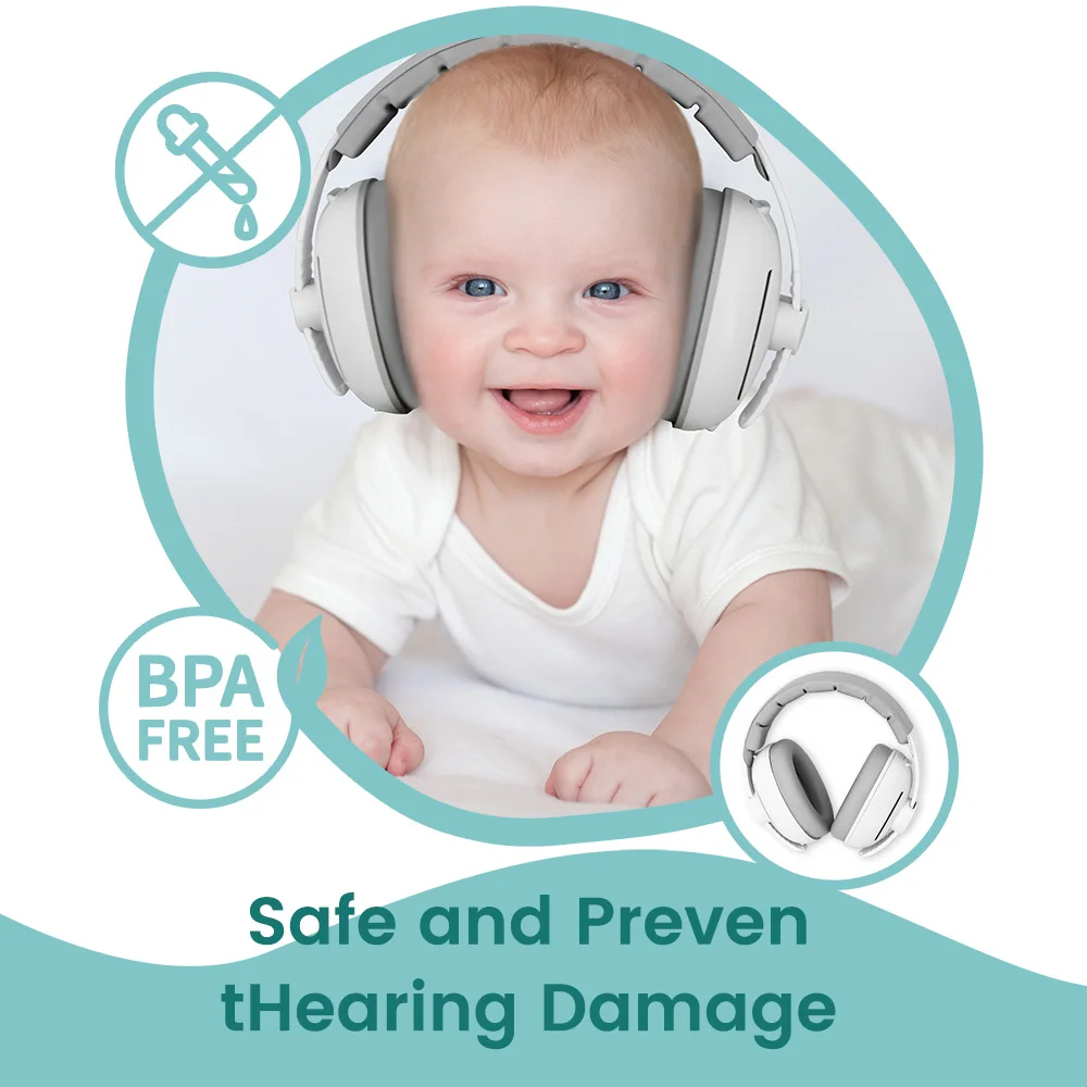 Baby Ear Protection Noise Cancelling Headphones for Babies, 2-in-1 Baby Ear Protection, Baby Travel Essentials for Outdoor
