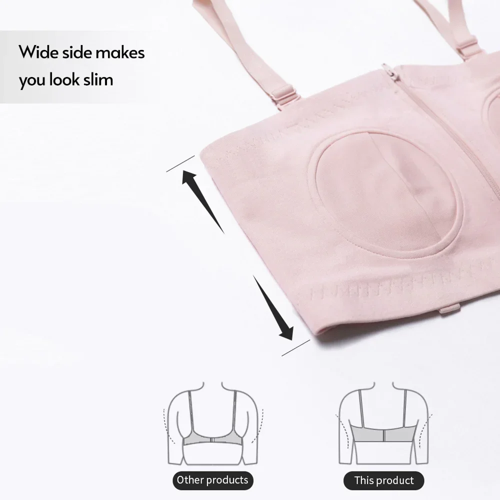 Maternity Bra Hands Free Pumping Bra Adjustable Cotton Breast Pump Bra No Steel Ring Nursing Bra for Breast Pump