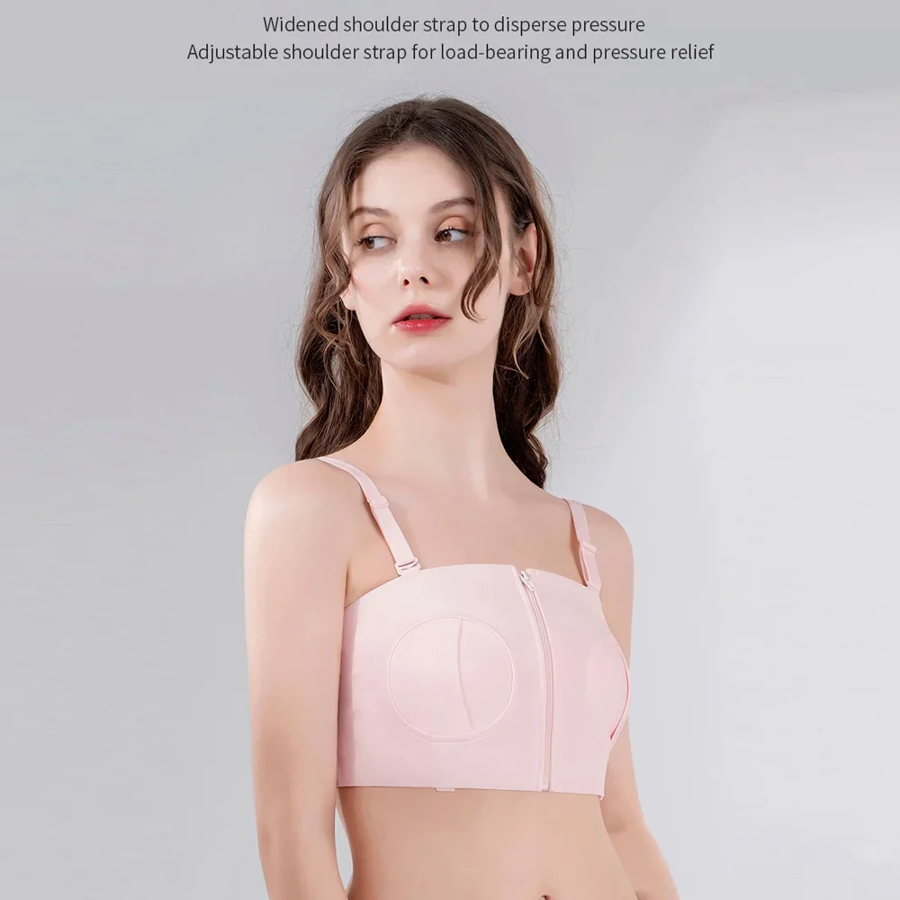 Maternity Bra Hands Free Pumping Bra Adjustable Cotton Breast Pump Bra No Steel Ring Nursing Bra for Breast Pump