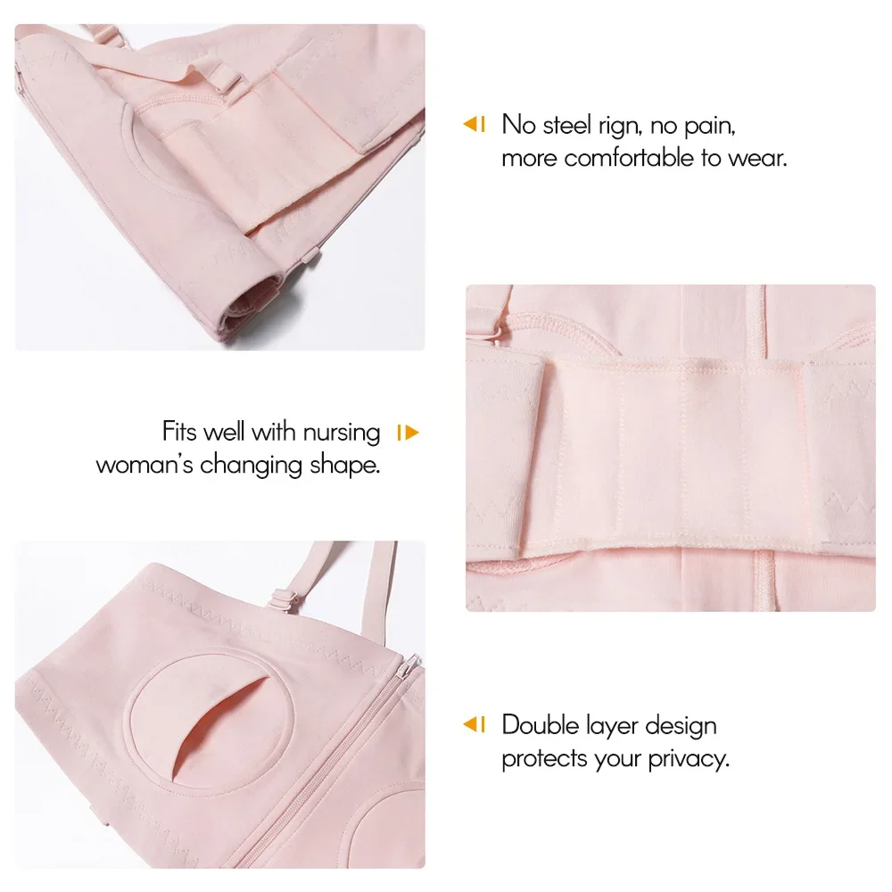 Maternity Bra Hands Free Pumping Bra Adjustable Cotton Breast Pump Bra No Steel Ring Nursing Bra for Breast Pump