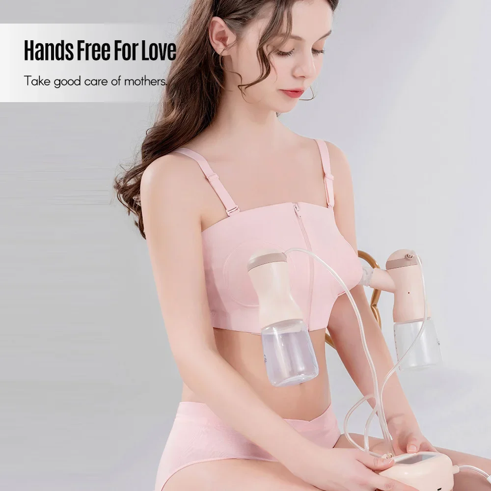Maternity Bra Hands Free Pumping Bra Adjustable Cotton Breast Pump Bra No Steel Ring Nursing Bra for Breast Pump
