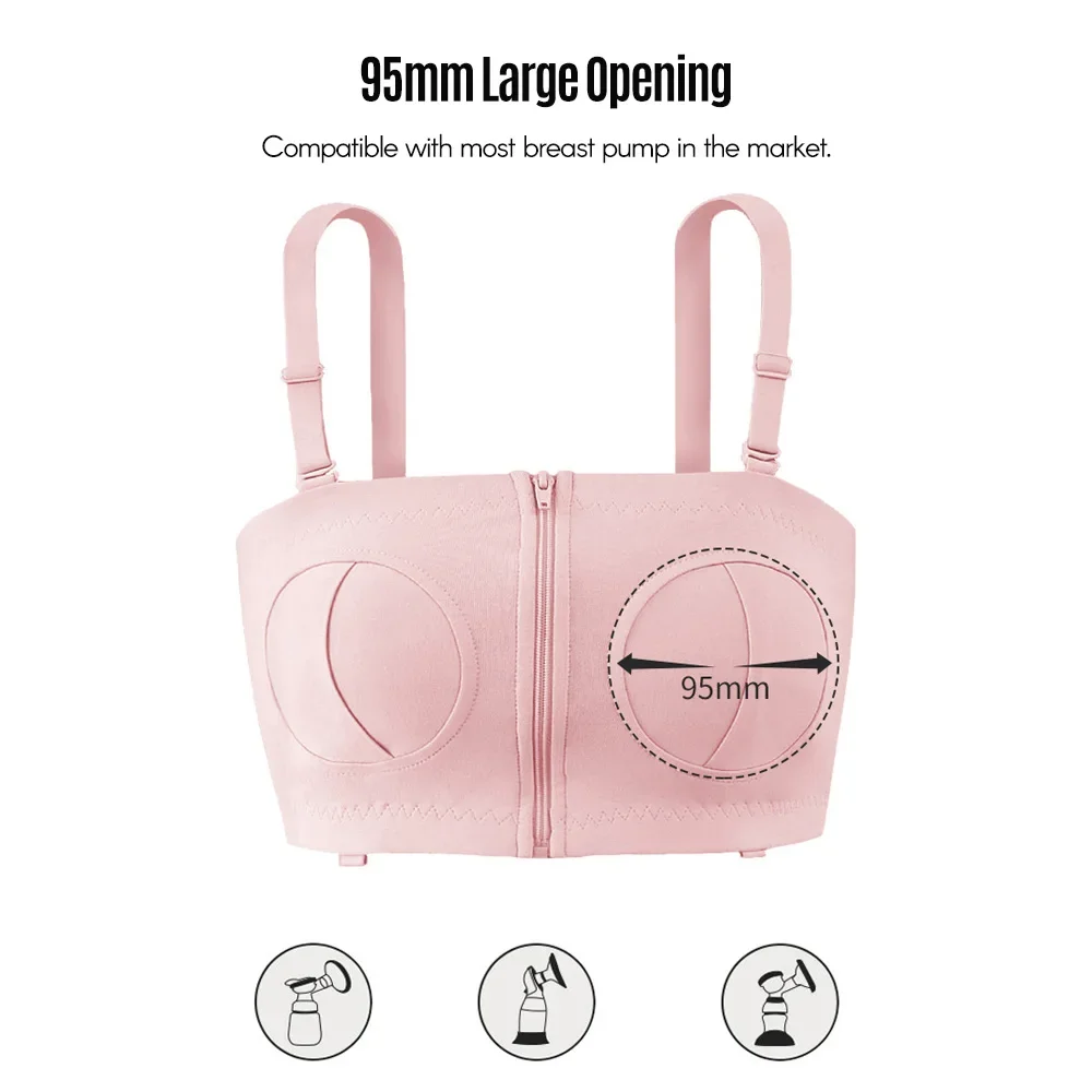 Maternity Bra Hands Free Pumping Bra Adjustable Cotton Breast Pump Bra No Steel Ring Nursing Bra for Breast Pump