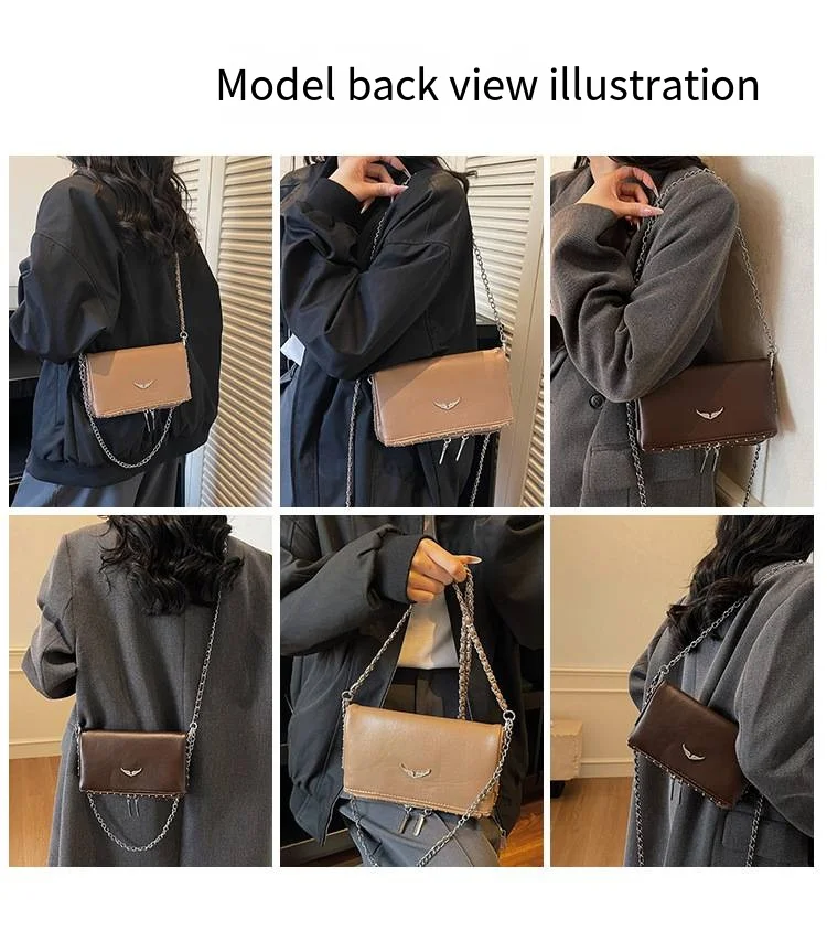 2026 New French-style Diamond-Inlaid Wing Envelope Bag - Fashionable and Versatile ZV Bag - Classic Retro Single Shoulder Crossb