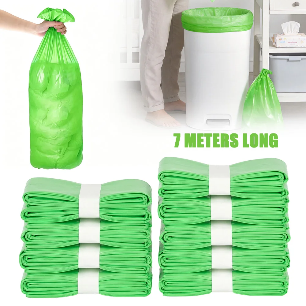 9 Pack Green Diaper Pail Refill Bags 7M Lemon Scent Odor Block Thick Leakproof Recycled Plastic Compatible with Litter Genie Diaper Genie Munchkin Angelcare Tommee Tippee Nursery Baby Waste Disposal Refill Film