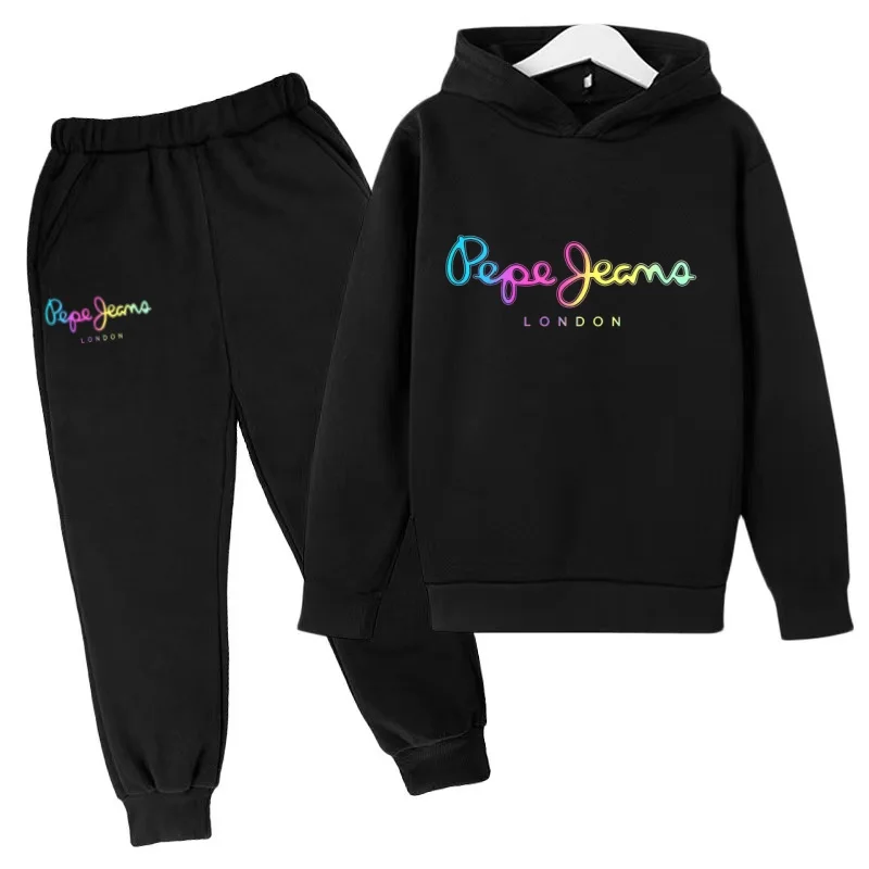 Children Hoodie Letters Sports Pullover 3-13Yrs Coat Sweatshirt+Pants Two-piece Set Boy Girl Toddler Clothes Leisure Fashion Set