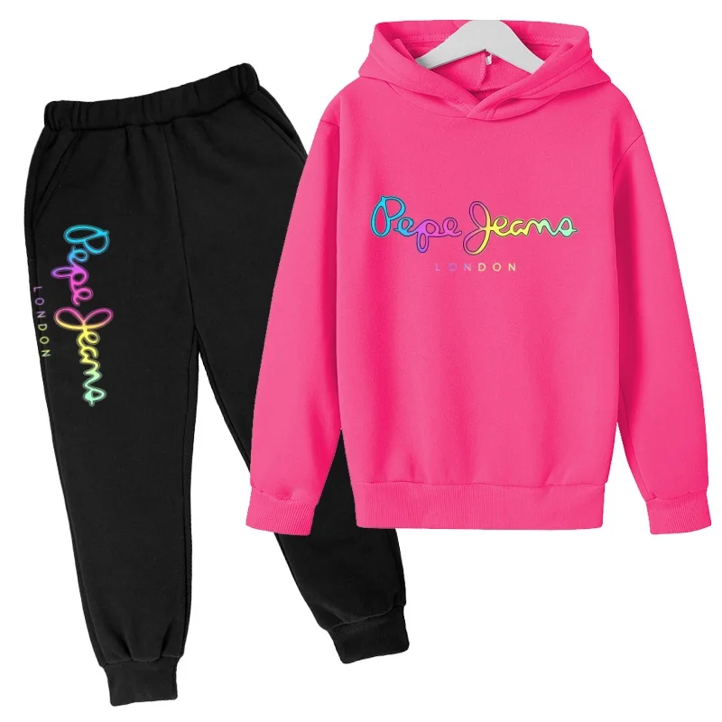 Children Hoodie Letters Sports Pullover 3-13Yrs Coat Sweatshirt+Pants Two-piece Set Boy Girl Toddler Clothes Leisure Fashion Set