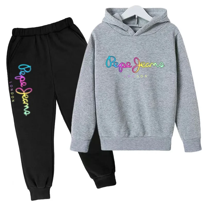 Children Hoodie Letters Sports Pullover 3-13Yrs Coat Sweatshirt+Pants Two-piece Set Boy Girl Toddler Clothes Leisure Fashion Set