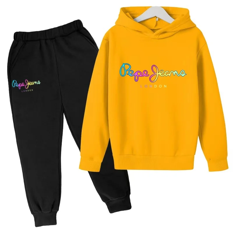 Children Hoodie Letters Sports Pullover 3-13Yrs Coat Sweatshirt+Pants Two-piece Set Boy Girl Toddler Clothes Leisure Fashion Set