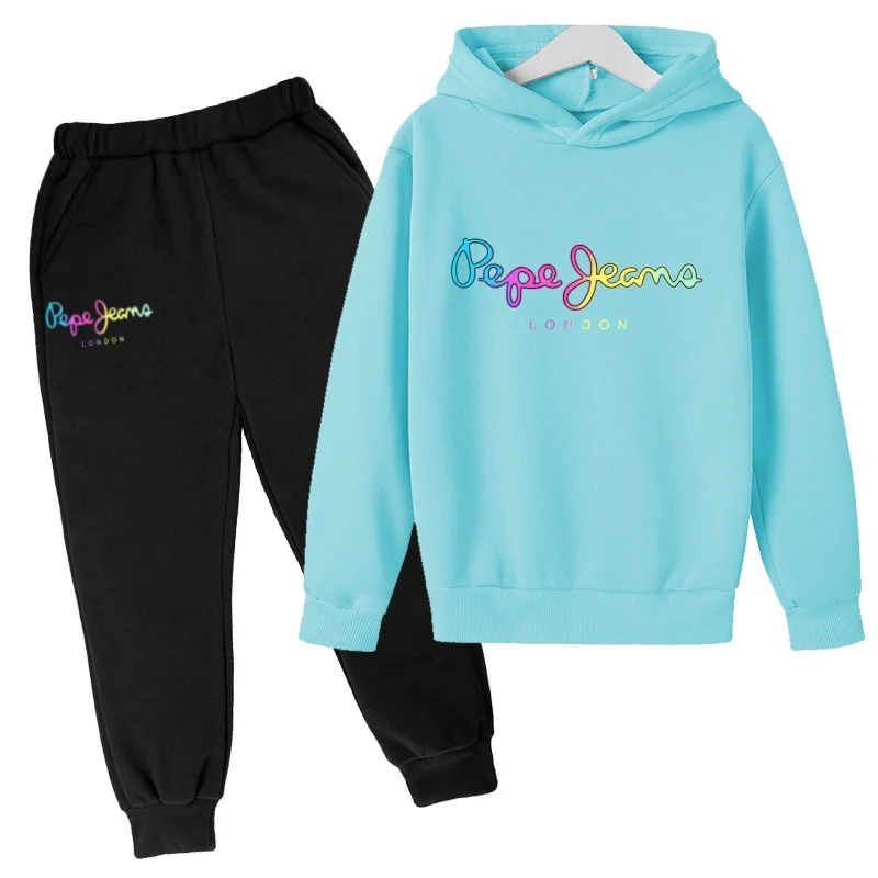 Children Hoodie Letters Sports Pullover 3-13Yrs Coat Sweatshirt+Pants Two-piece Set Boy Girl Toddler Clothes Leisure Fashion Set